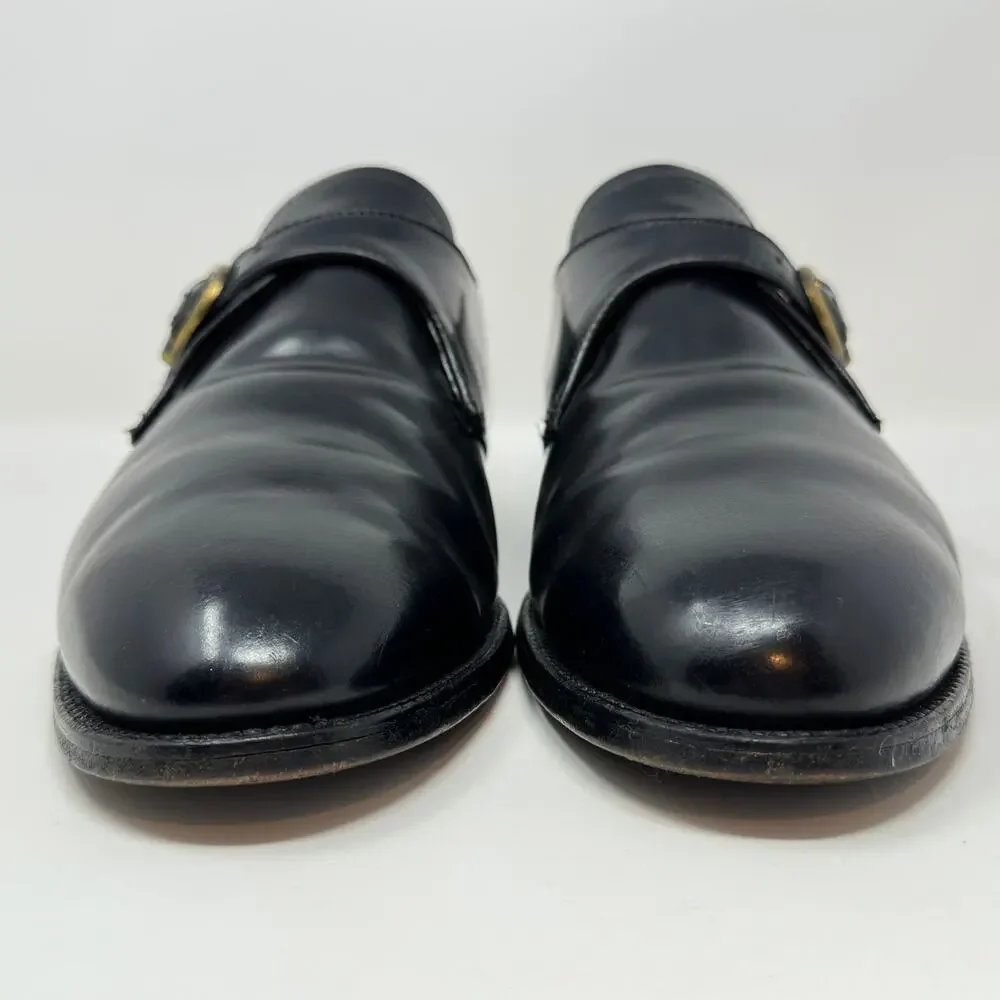 Alden 1655 Plain Toe Monk Strap Dress Shoes Mens 11 B/D Black Shell Cordovan